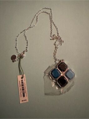 Vera Bradley Blue and Black Four-Gem Colorful Gem Necklace